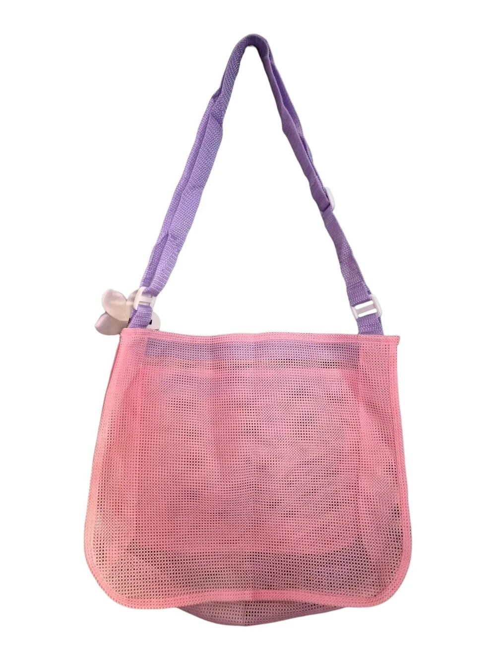 Hibiscus Hawaii Trucker Hat & Pink Purple Mesh Shoulder Beach Purse Bag Set
